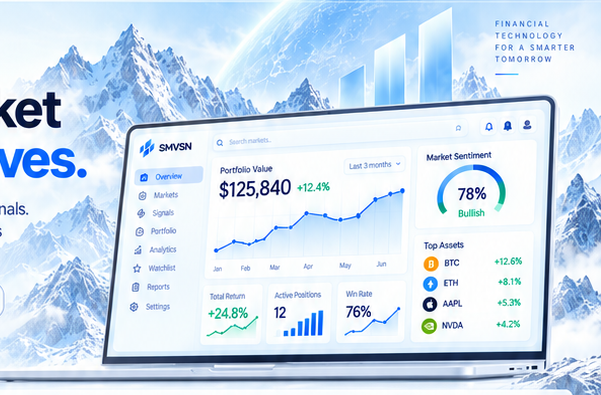 SMVSN financial dashboard on a laptop